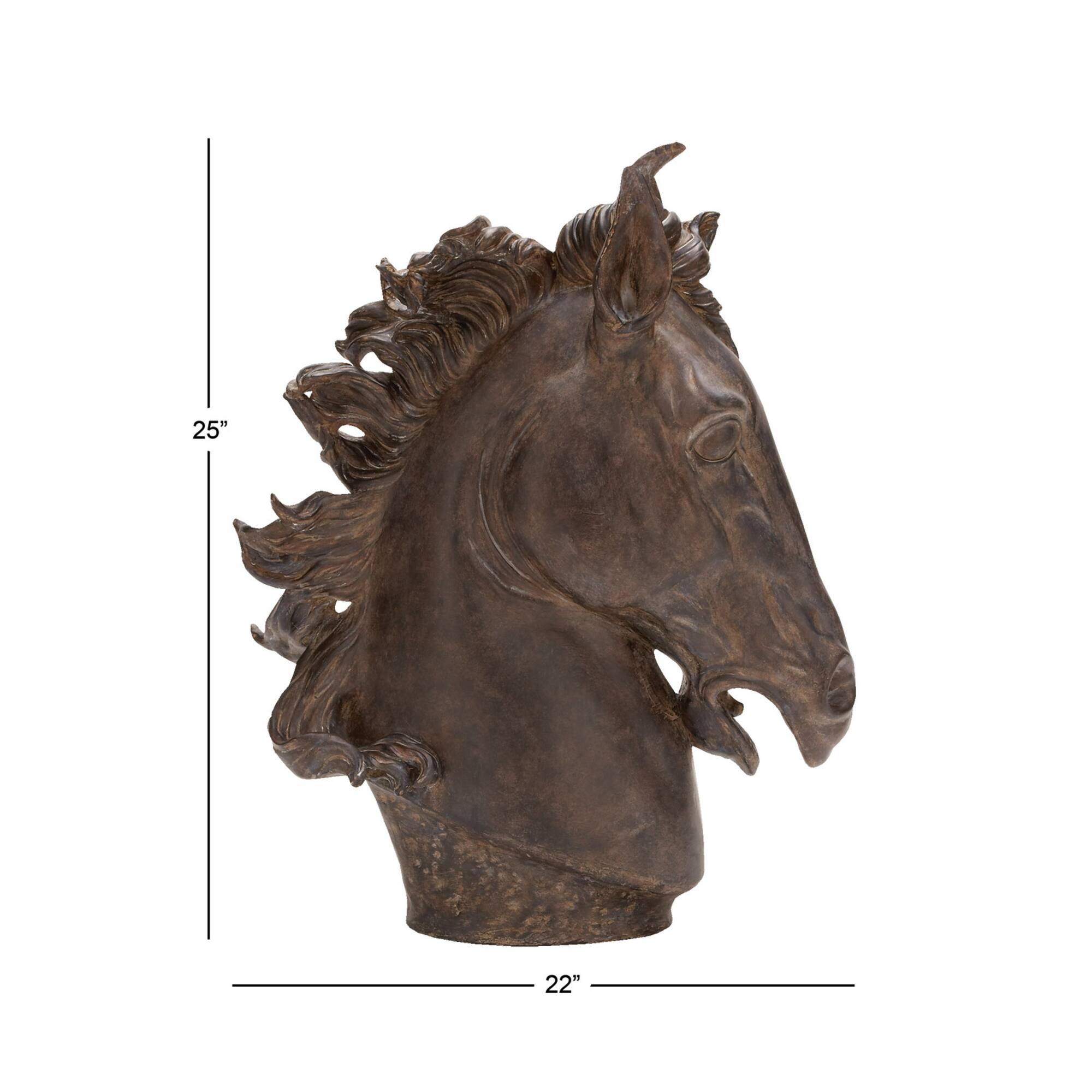 25" Brown Polystone Traditional Horse Sculpture